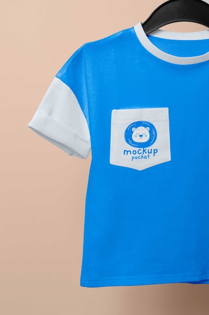 Pocket mockup on t-shirt with hanger