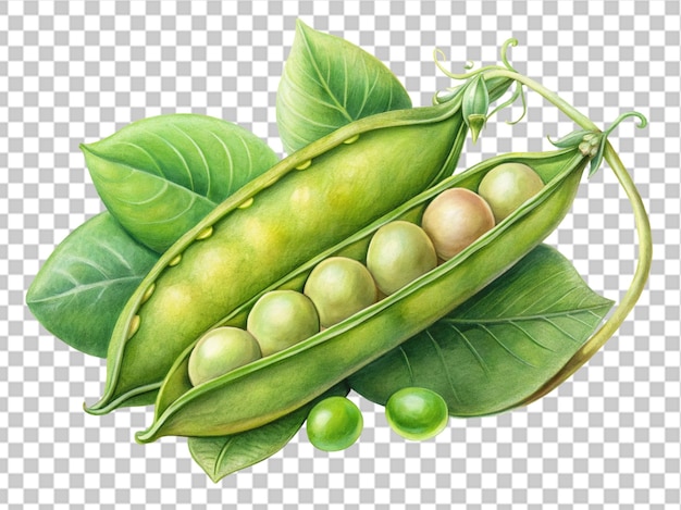 Pod of green peas on white background