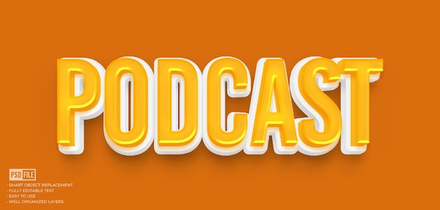 Podcast 3d style text effect template