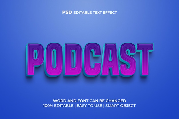 Podcast 3d text effect