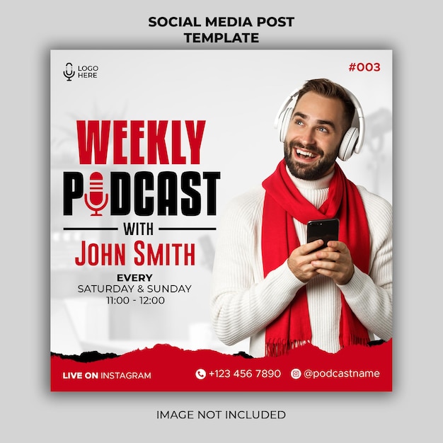 Podcast cover social media post banner template