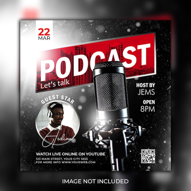 podcast flyer social media instagram post template
