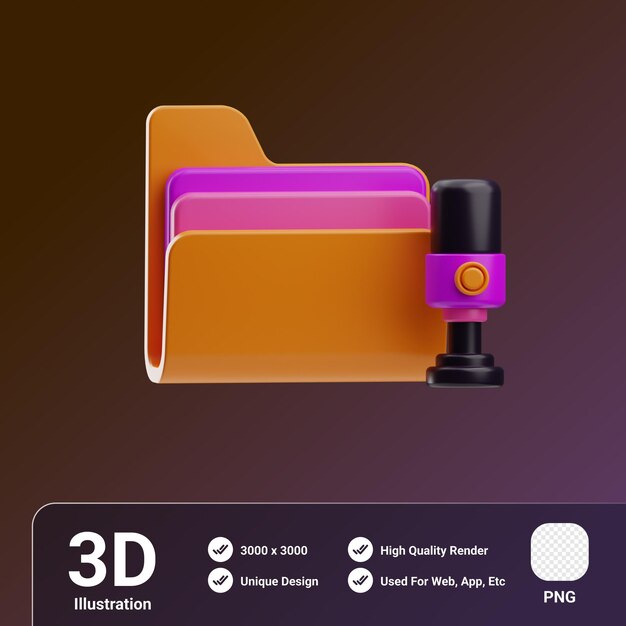 podcast folder storage Podcast 3d illustration