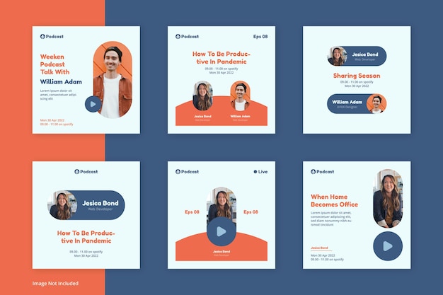 Podcast instagram social media post templates Premium Psd