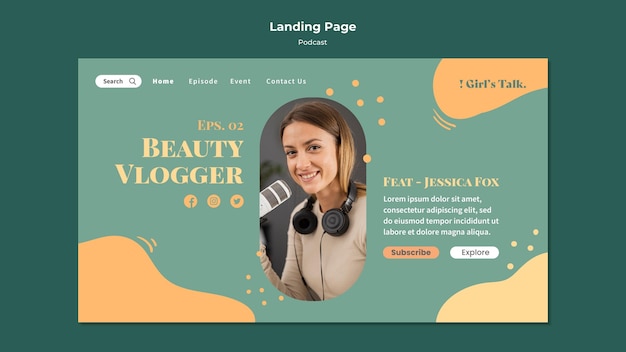 PSD podcast landing page template