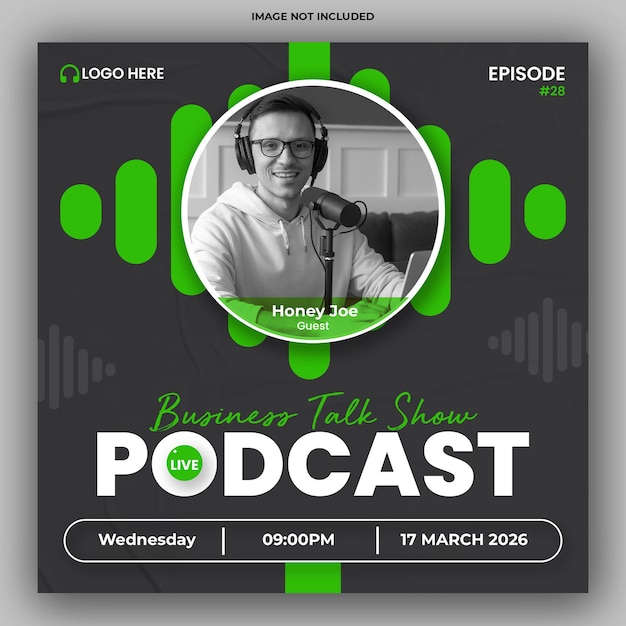 Podcast Live Talk Show Square Flyer Social Media Post Template