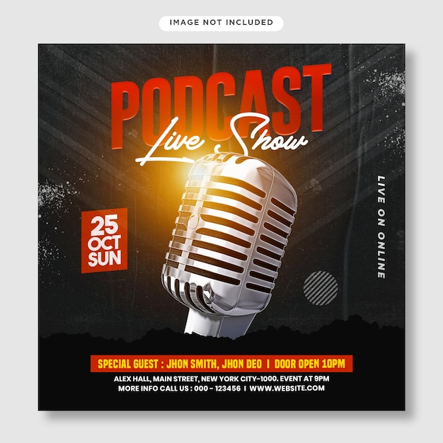 Podcast show flyer and instagram post template