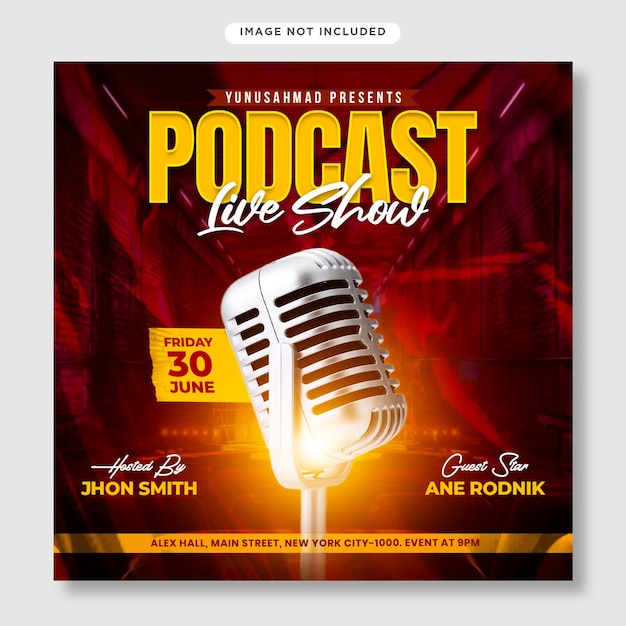 Podcast show flyer and social media post template