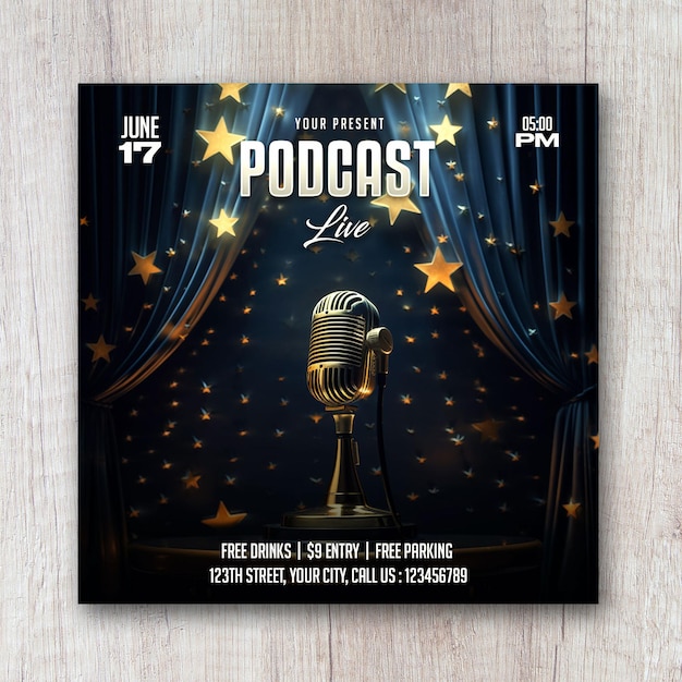 Podcast square flyer social media post template