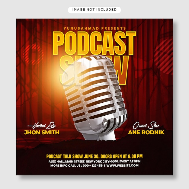 Podcast talk show flyer and social media post template