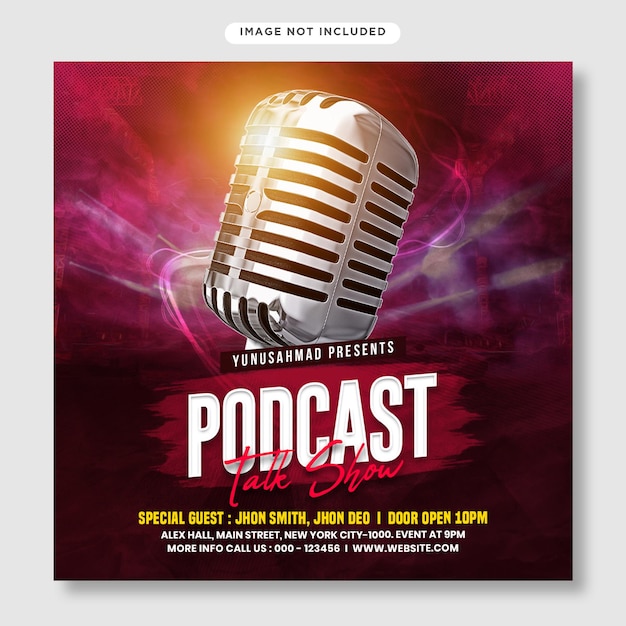 Podcast talk show flyer and social media post template