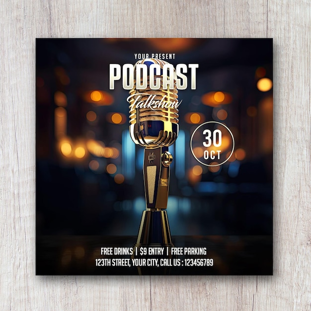 Podcast talkshow square flyer social media banner design post