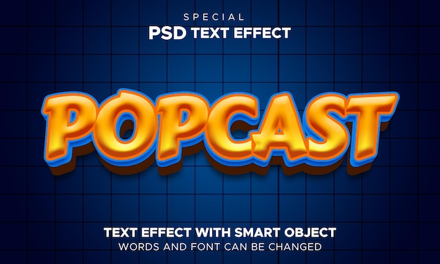 PSD podcast text effect editable smart object