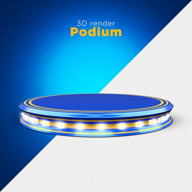 Podium 3d render blue