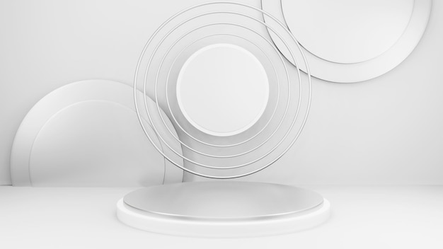 PSD podium in abstract white composition for product presentation 3d render 3d illustration