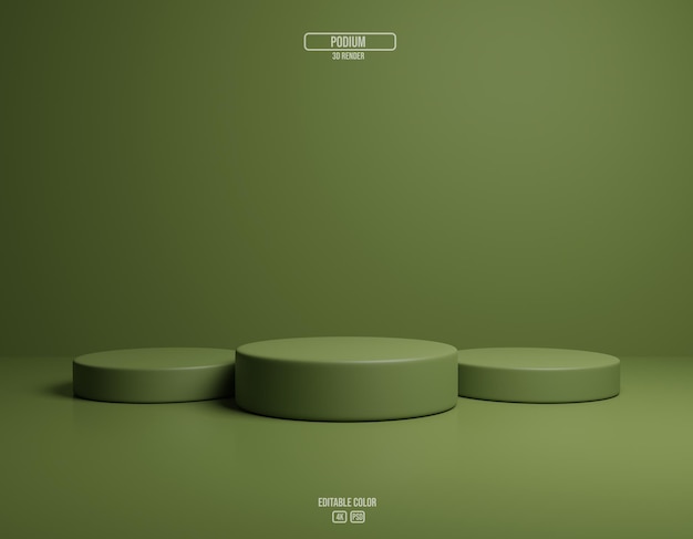 Podium Background Realistic Render Moss Green Round Platform