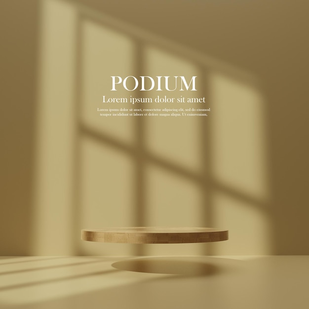 Podium display 3d rendering with shadow overlay mockup