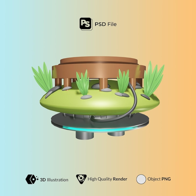 Podium Island 3D render Illustration