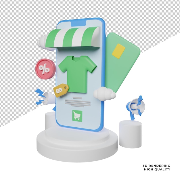 Podium sale on promotion side view 3d rendering illustration icon with trasnparent background