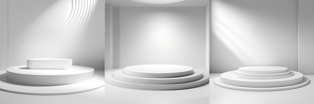 Podium set Modern minimalistic white product podiums Natural light