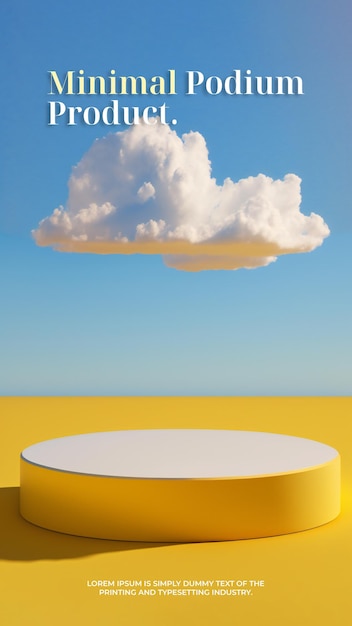 podium stage display mockup for product presentation scene display with blue sky and white cloud