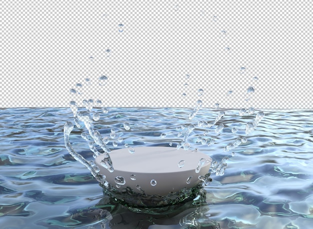 Podium with water isolated 3d render