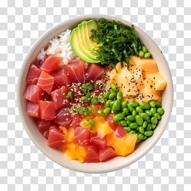 PSD poke bowl with fresh salmon avocado and rise generative ai art