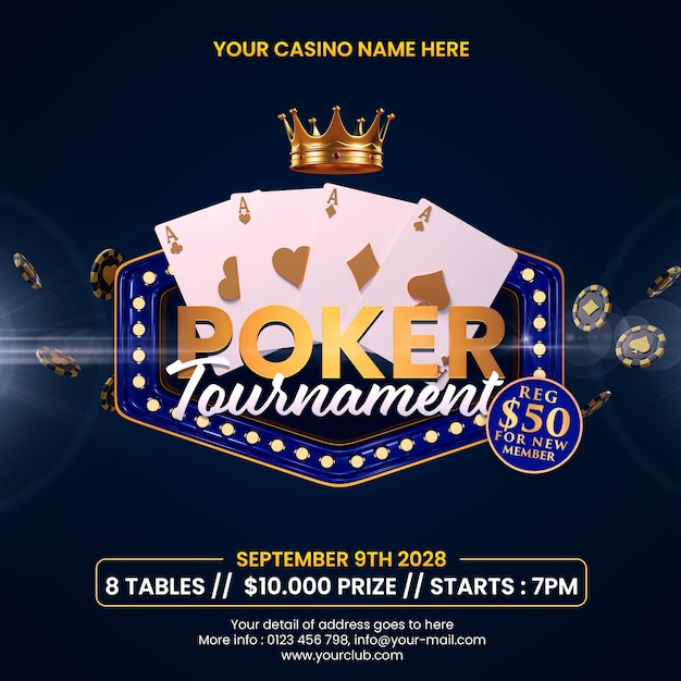 Poker Tournament Casino Online Social Media Post Invitation Template