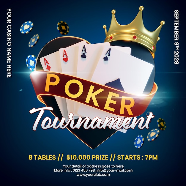 Poker Tournament Casino Online Social Media Post Invitation Template