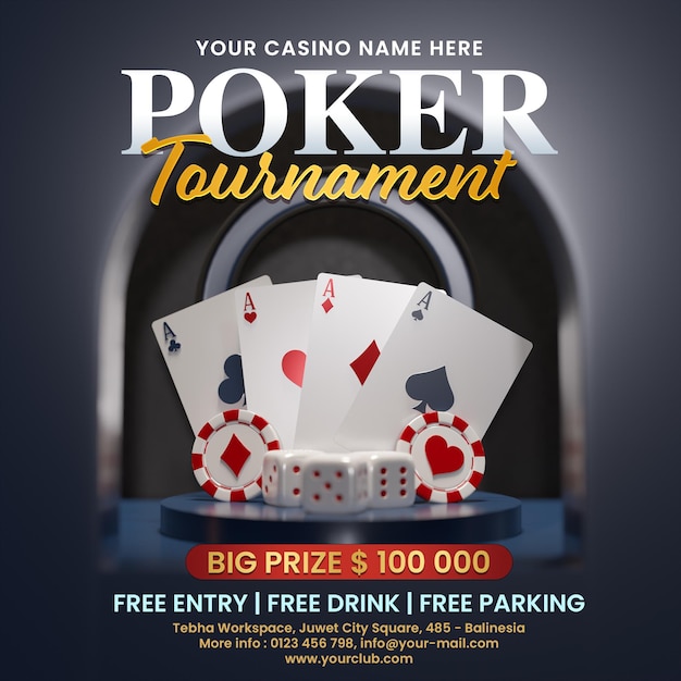 Poker Tournament Social Media Post Invitation Template