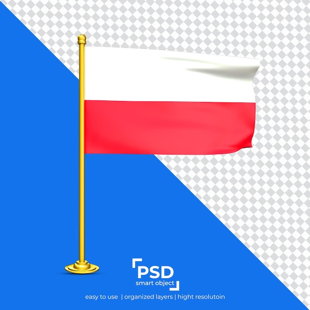 Poland waving flag set isolated on transparent background