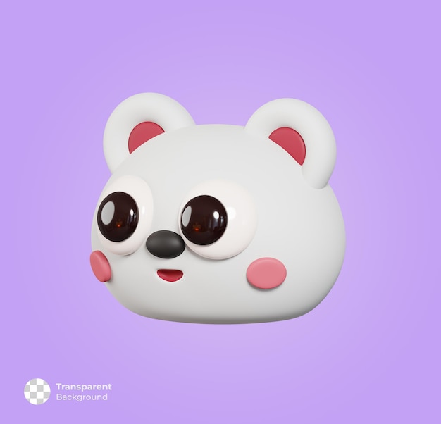 Polar Bear Face Side View Isolated Cute Cartoon Animal Head 3D Render Illustration