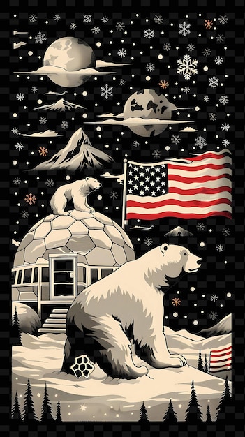 a polar bear is standing on a flag that says polar bears