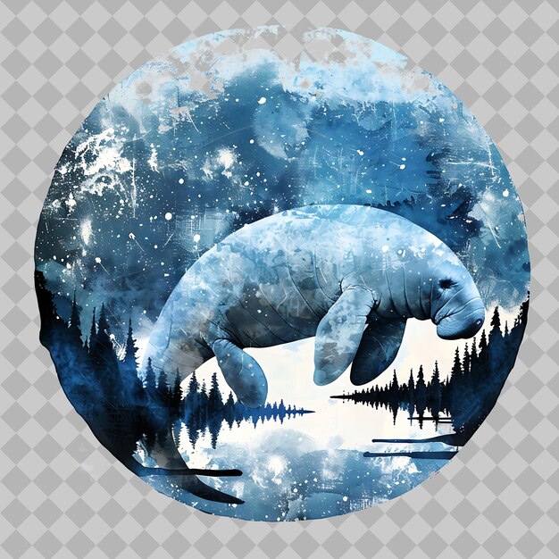 PSD a polar bear is in the water and has a blue and white background