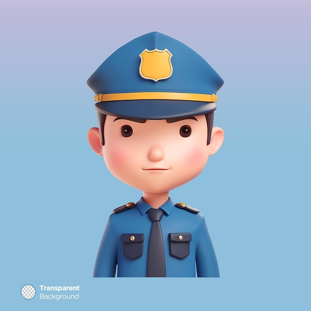 PSD police chibi character 3d illustration