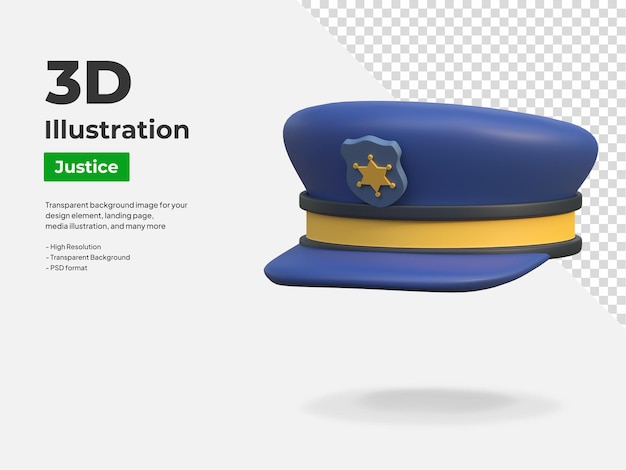 Police hat 3d icon illustration