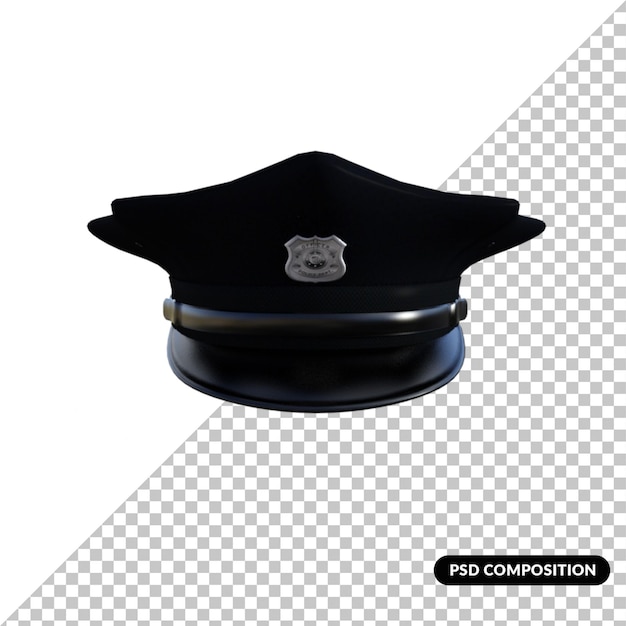 Police Hat isolated 3d rendering