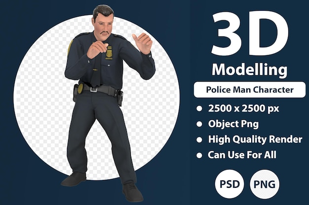 Police man character 3d modelling