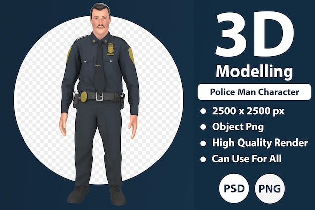 Police man character 3d modelling