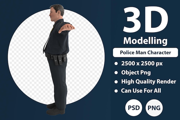 Police man character 3d modelling