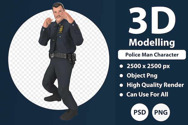 Police man character 3d modelling