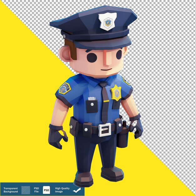 PSD police officer 3d isometric render white background png psd