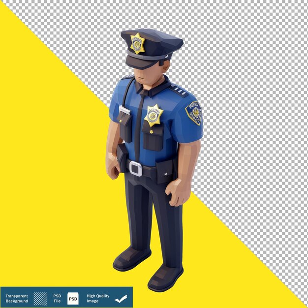 PSD police officer 3d isometric render white background png psd