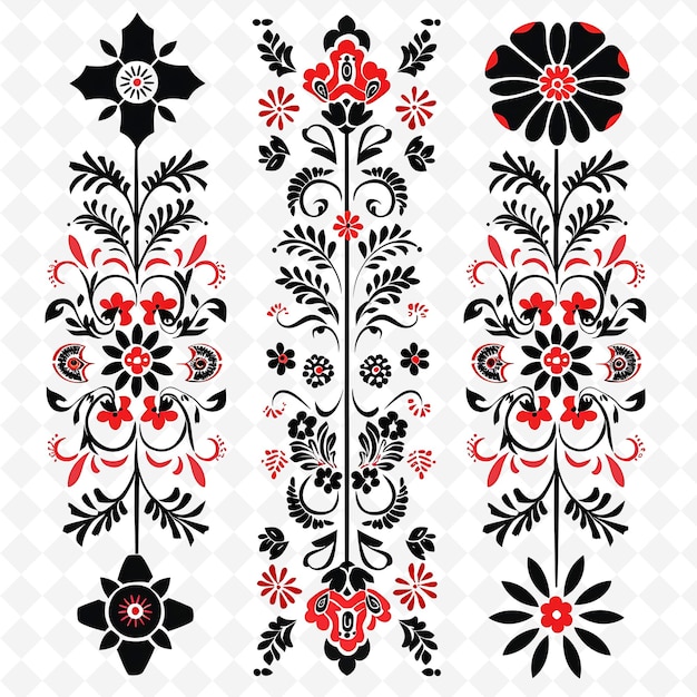 Polish Wycinanki Paper Cutouts With Folk Motifs Borderlines PNG Unique Stylized Motifs Designs