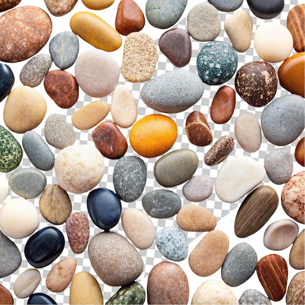 PSD polished stones in earthy tones glisten with reflected light