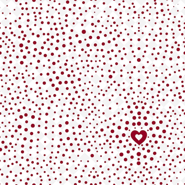 Polka Dots Circular Pattern With Heart Icon and Scattered La Nature Inspired Abstract Outline Art