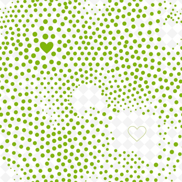 Polka Dots Circular Pattern With Heart Icon and Scattered La Nature Inspired Abstract Outline Art