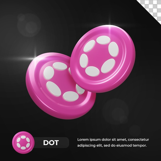 Polkadot dot cryptocurrency coin 3d rendering