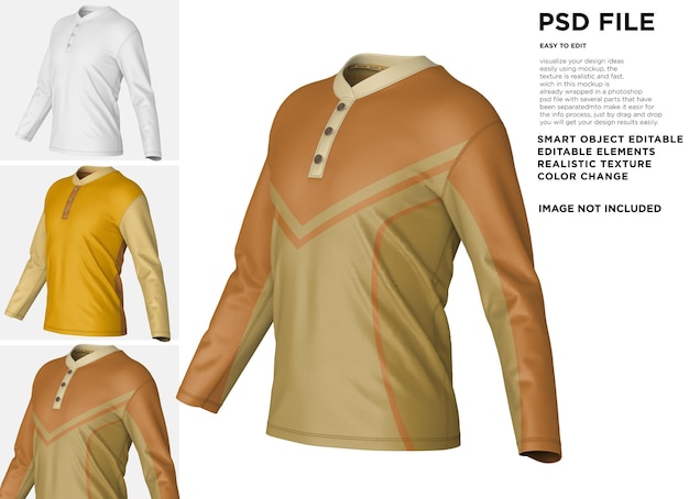 Polo T-Shirt V-Neck Long Sleeve Mockup