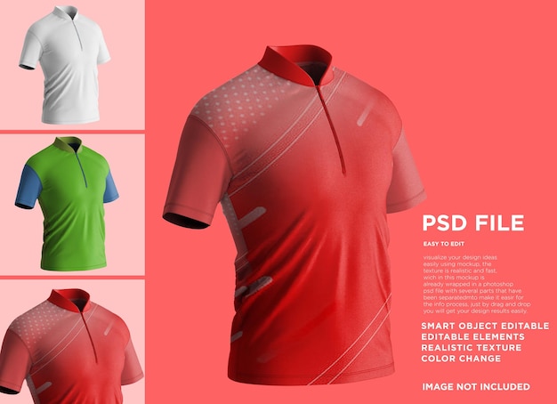 Polo T-Shirt V-Neck Zipper Mockup